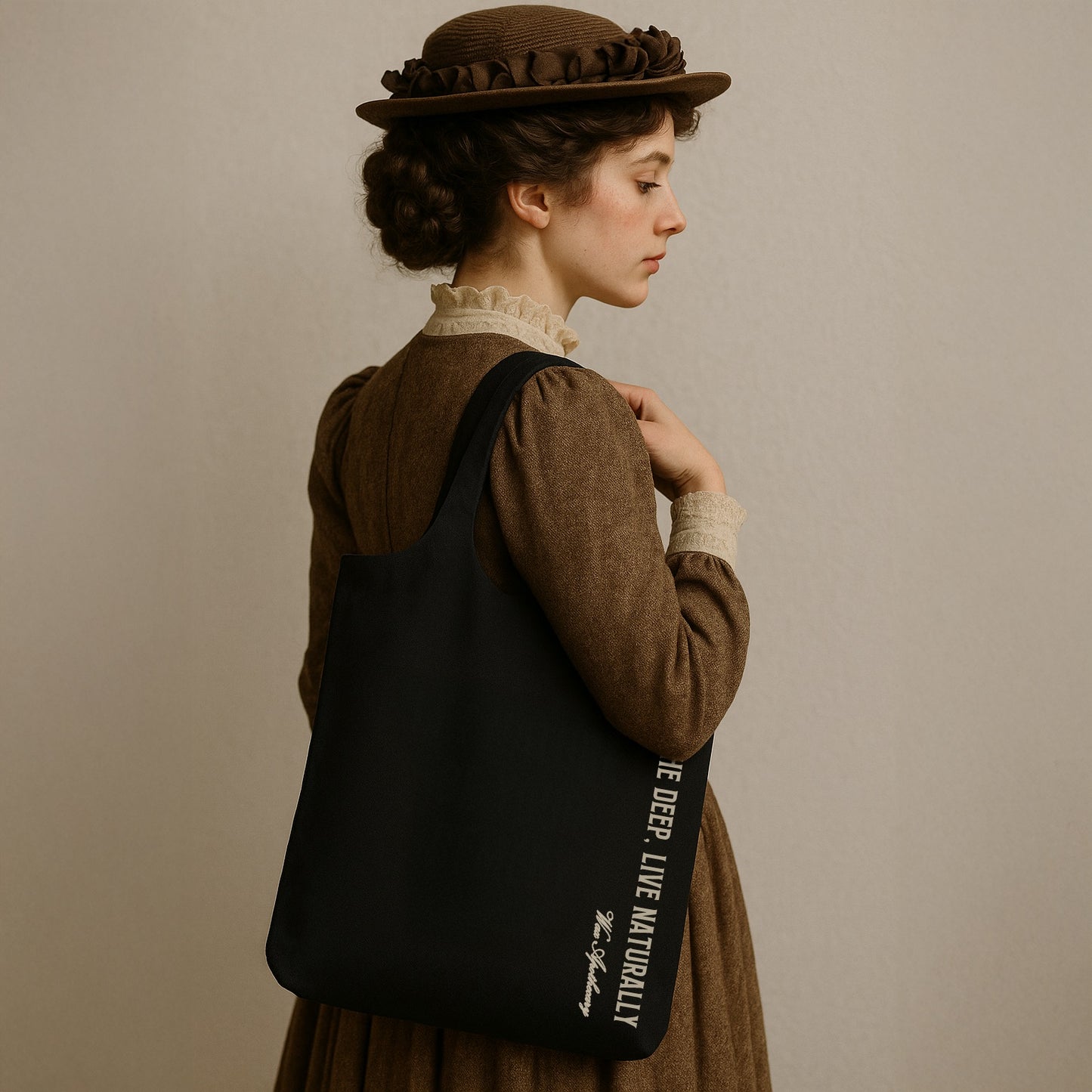 Black Canvas Tote Bag – Breathe Deep, Live Naturally