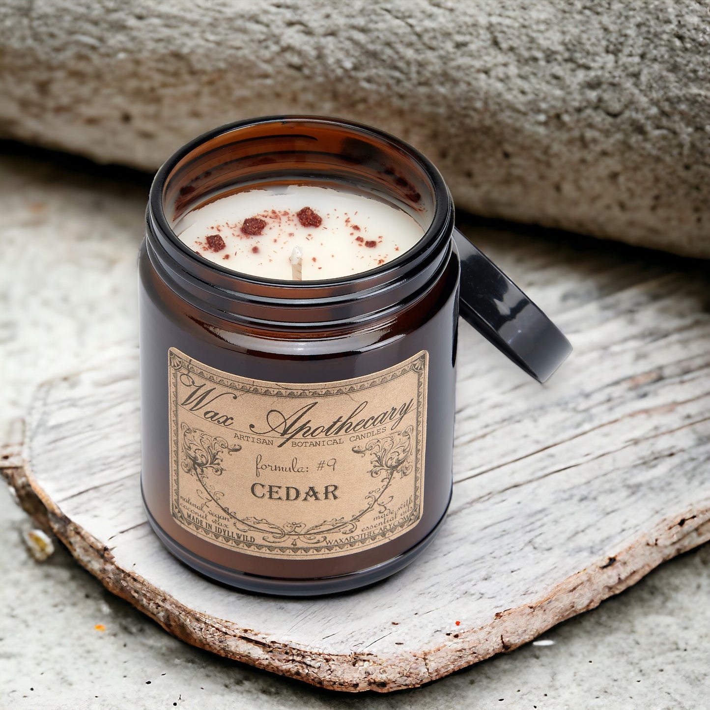 6 oz Botanical Candle in Amber Glass Jar - Cedar