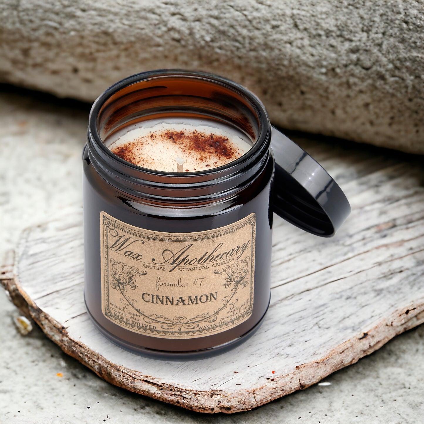 6 oz Botanical Candle in Amber Glass Jar - Cinnamon