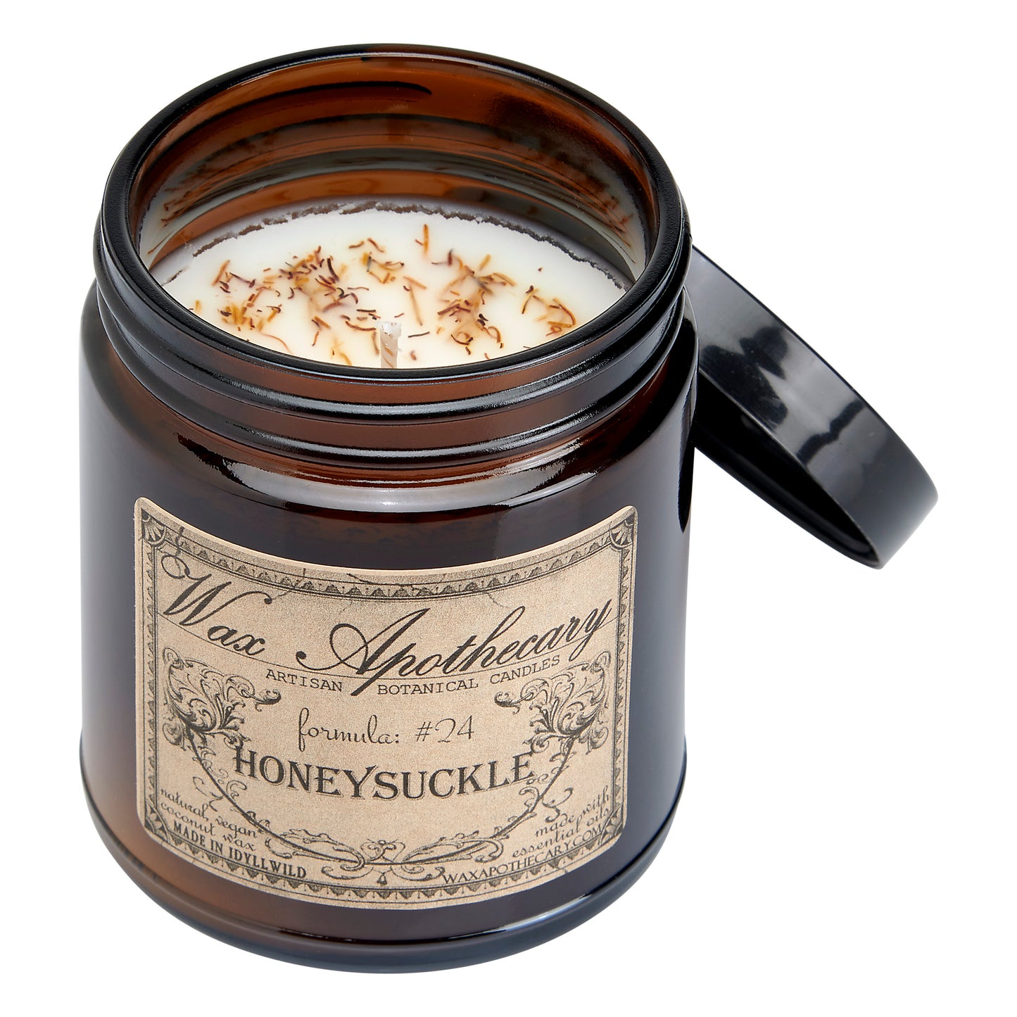6 oz Botanical Candle in Amber Glass Jar - Honeysuckle *Seasonal