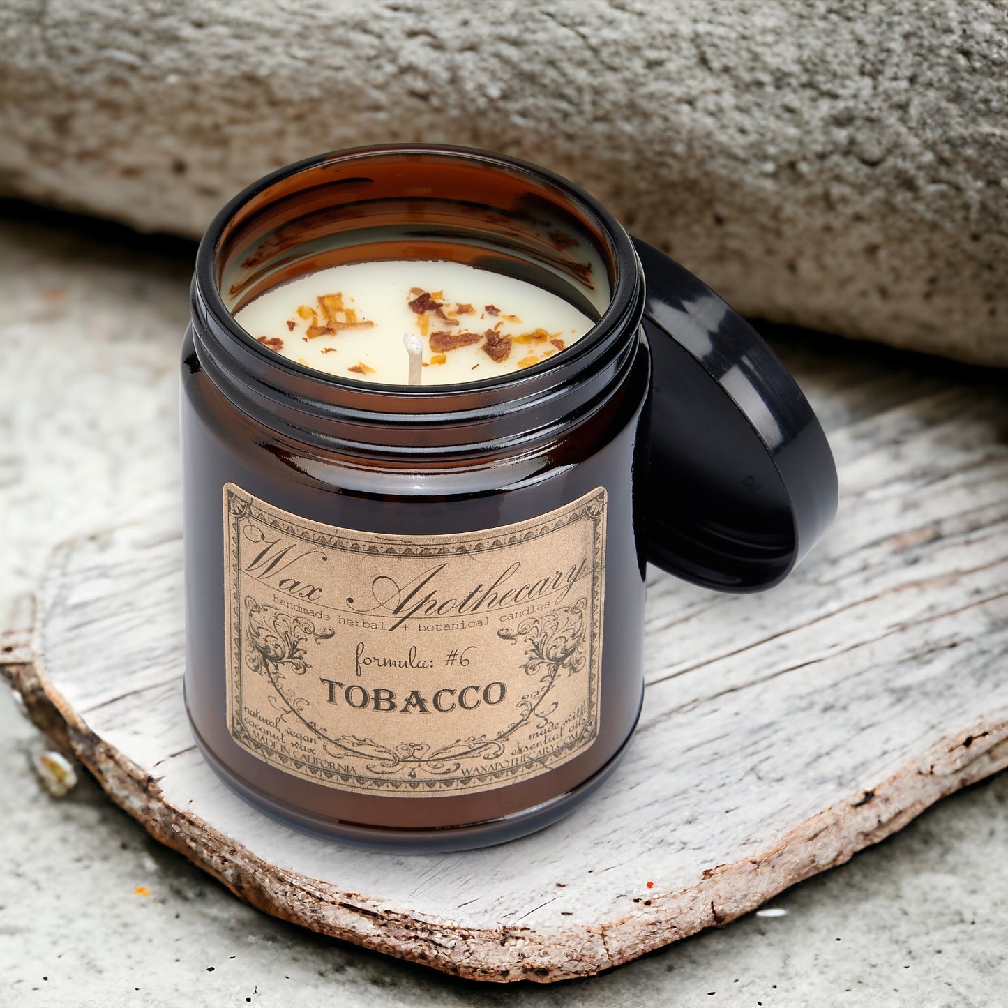 6 oz Botanical Candle in Amber Glass Jar - Tobacco