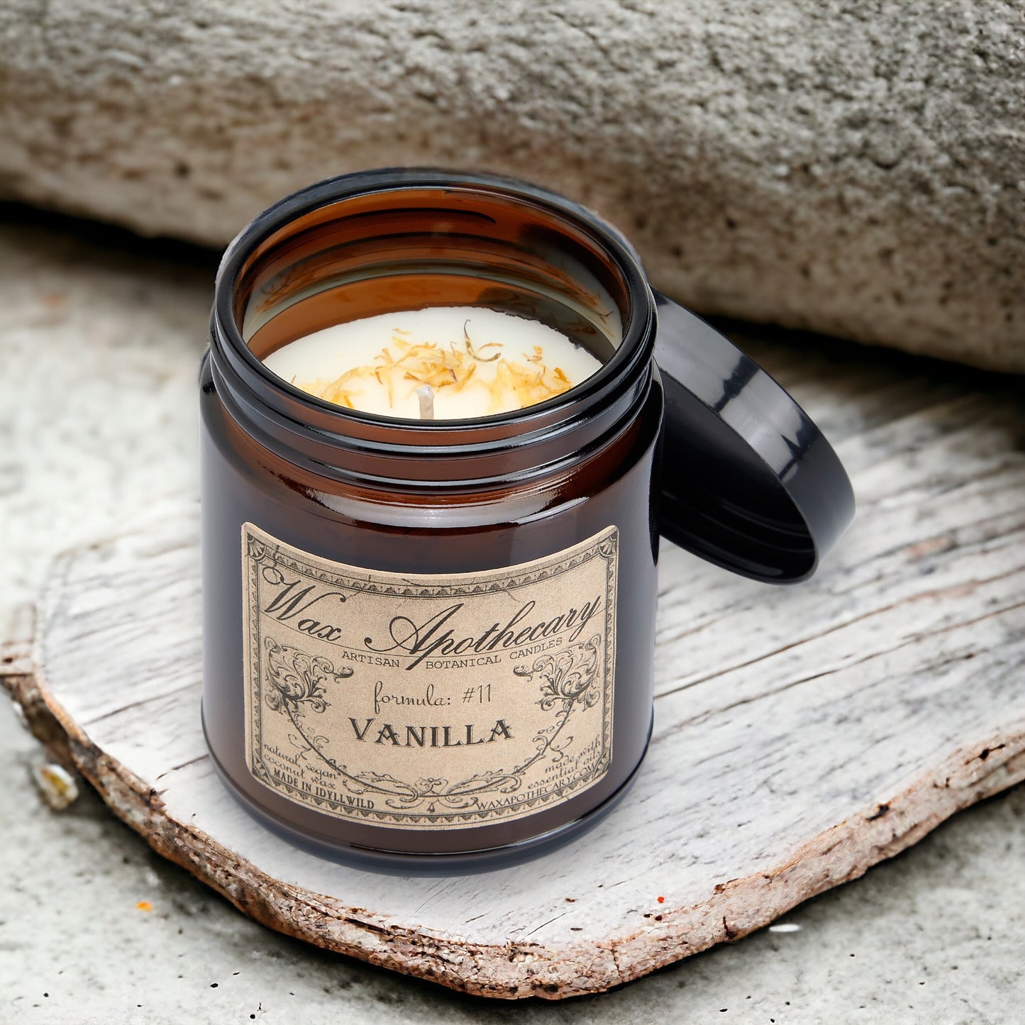6 oz Botanical Candle in Amber Glass Jar - Vanilla