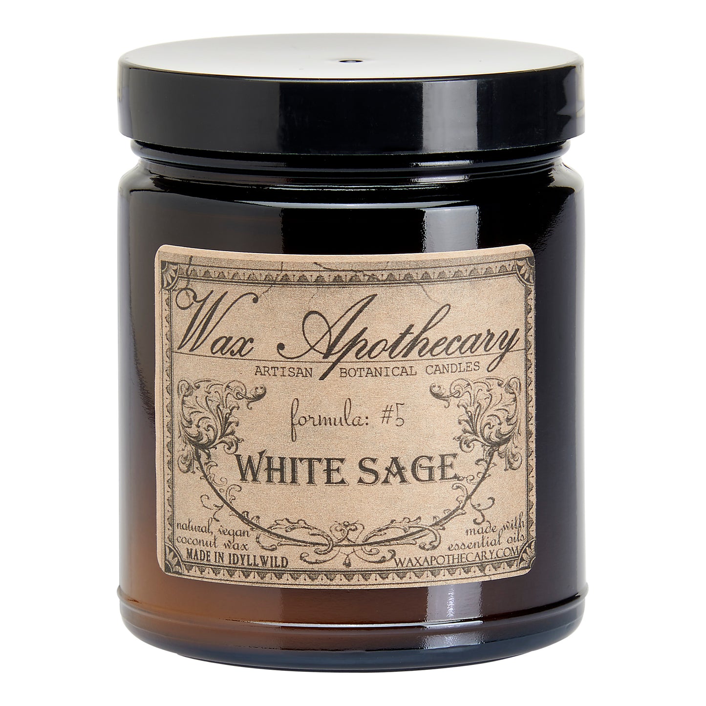 6 oz Botanical Candle in Amber Glass Jar - White Sage