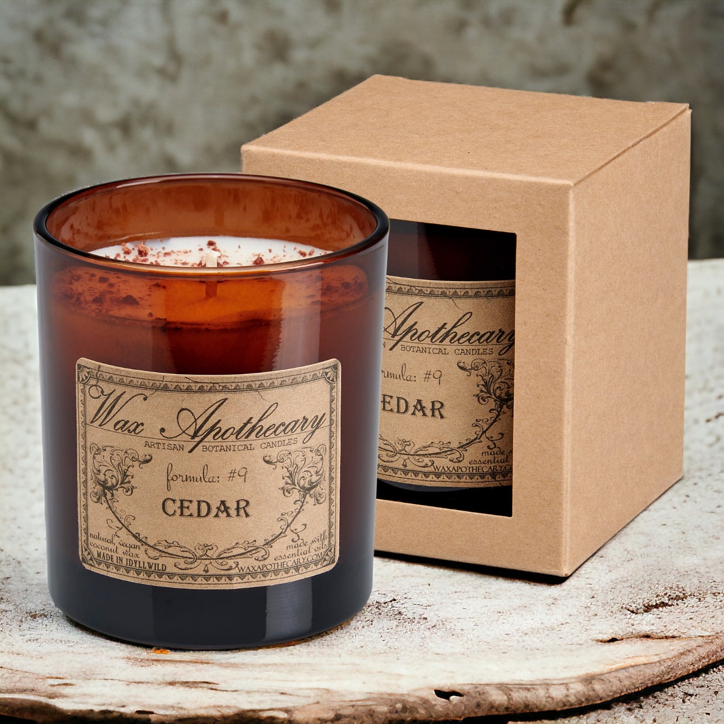 9 oz Cedar Artisan Amber Glass Candle
