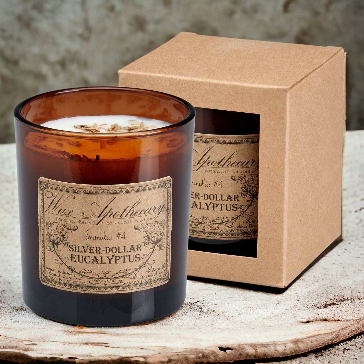 9 oz Silver-Dollar Eucalyptus Artisan Amber Glass Candle