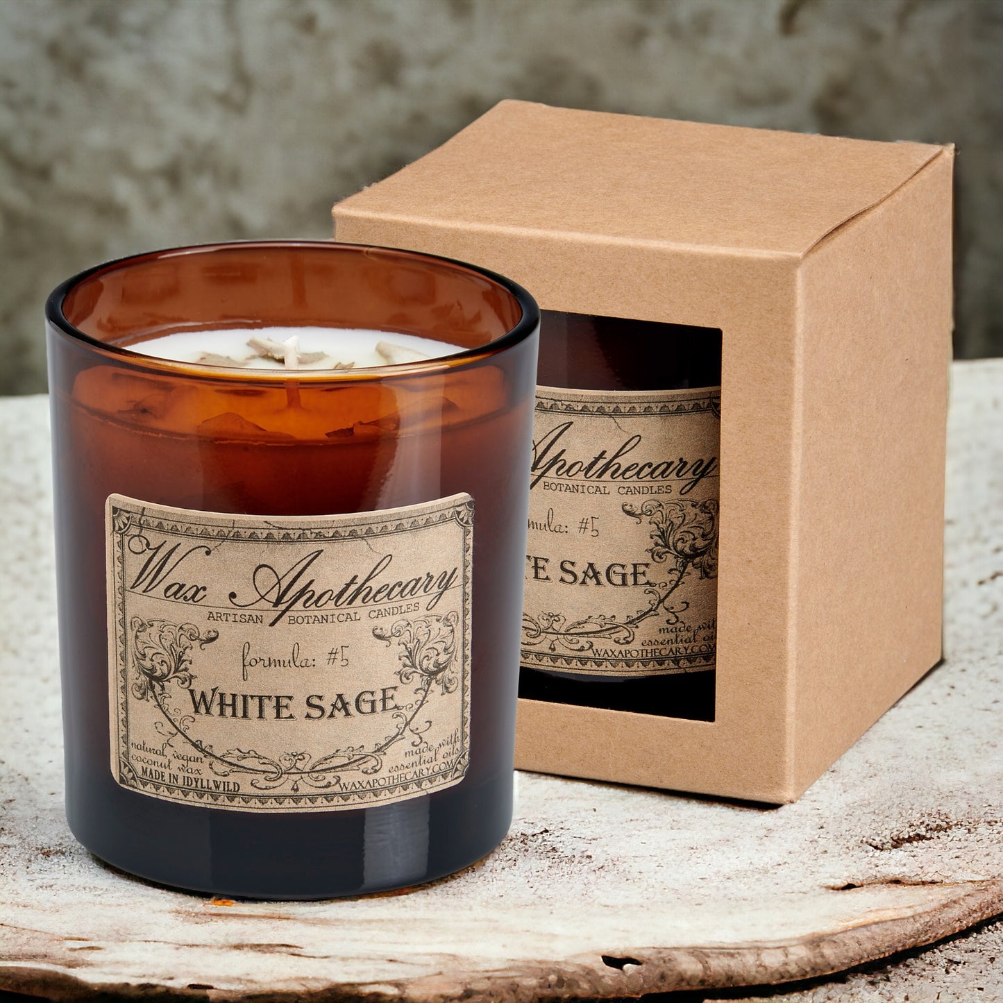 9 oz White Sage Artisan Amber Glass Candle