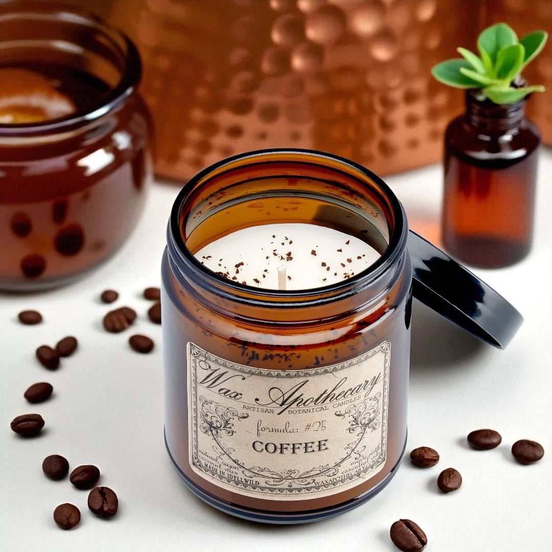6 oz Botanical Candle in Amber Glass Jar - Coffee