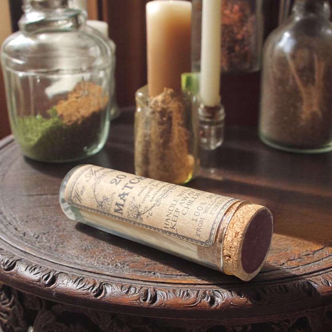 Matches in Glass Vial with Cork Lid & Striker