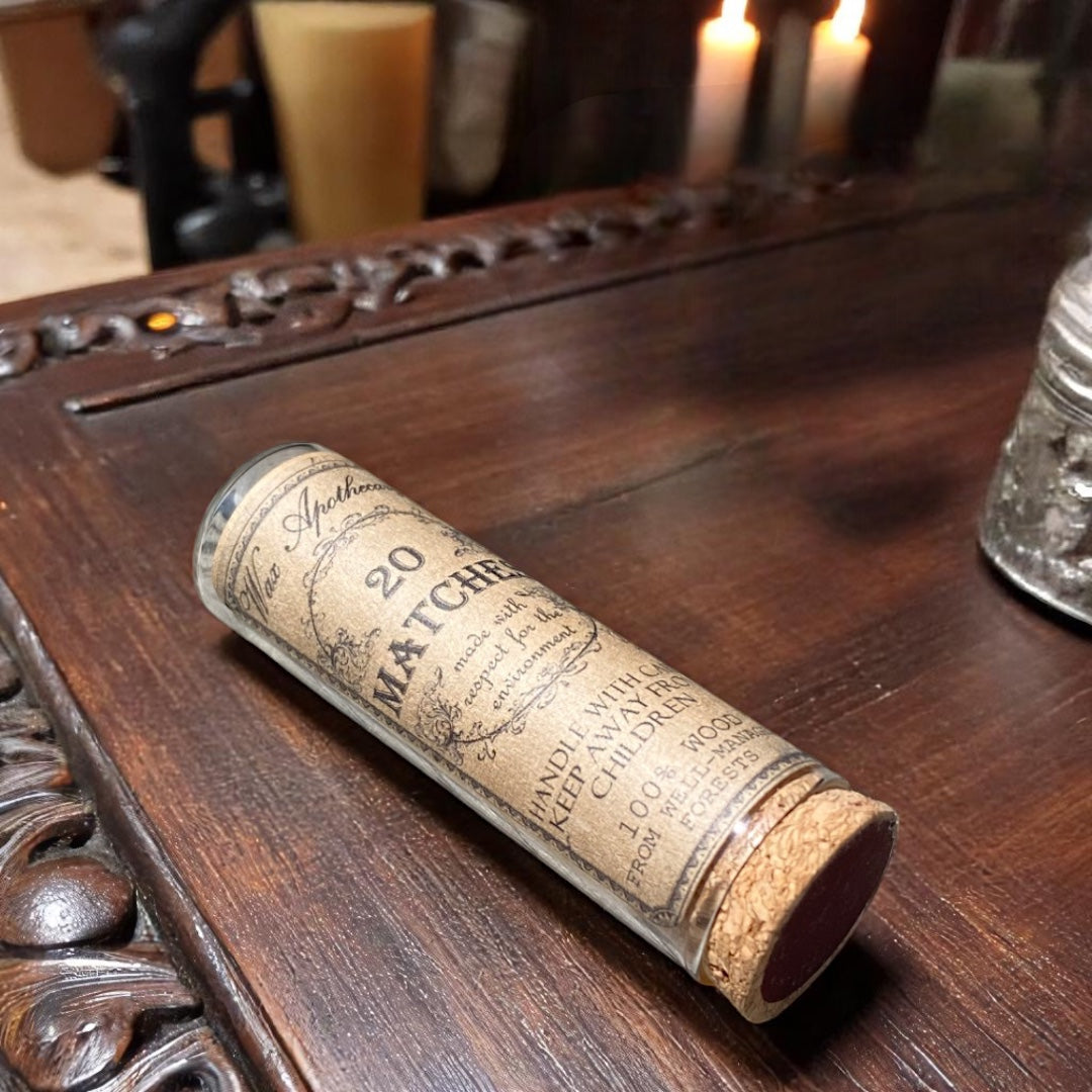 Matches in Glass Vial with Cork Lid & Striker