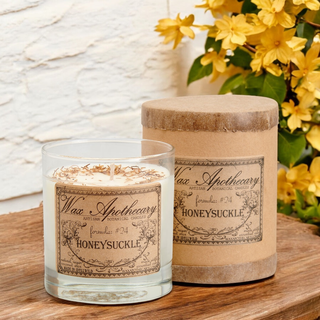 Honeysuckle 7 oz Botanical Candle in Scotch Glass *Seasonal