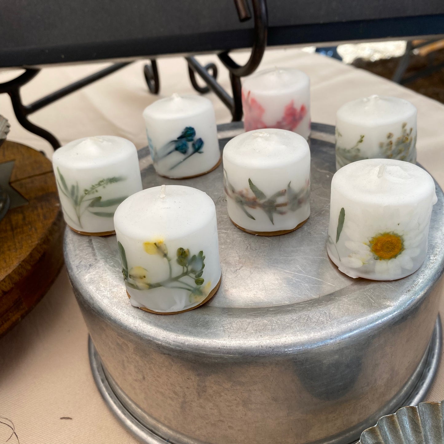 Hand-Dipped Wildflower Citronella Votive - made with real pressed flowers