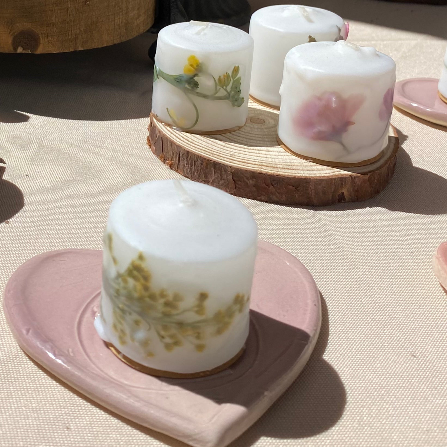 Hand-Dipped Wildflower Citronella Votive - made with real pressed flowers