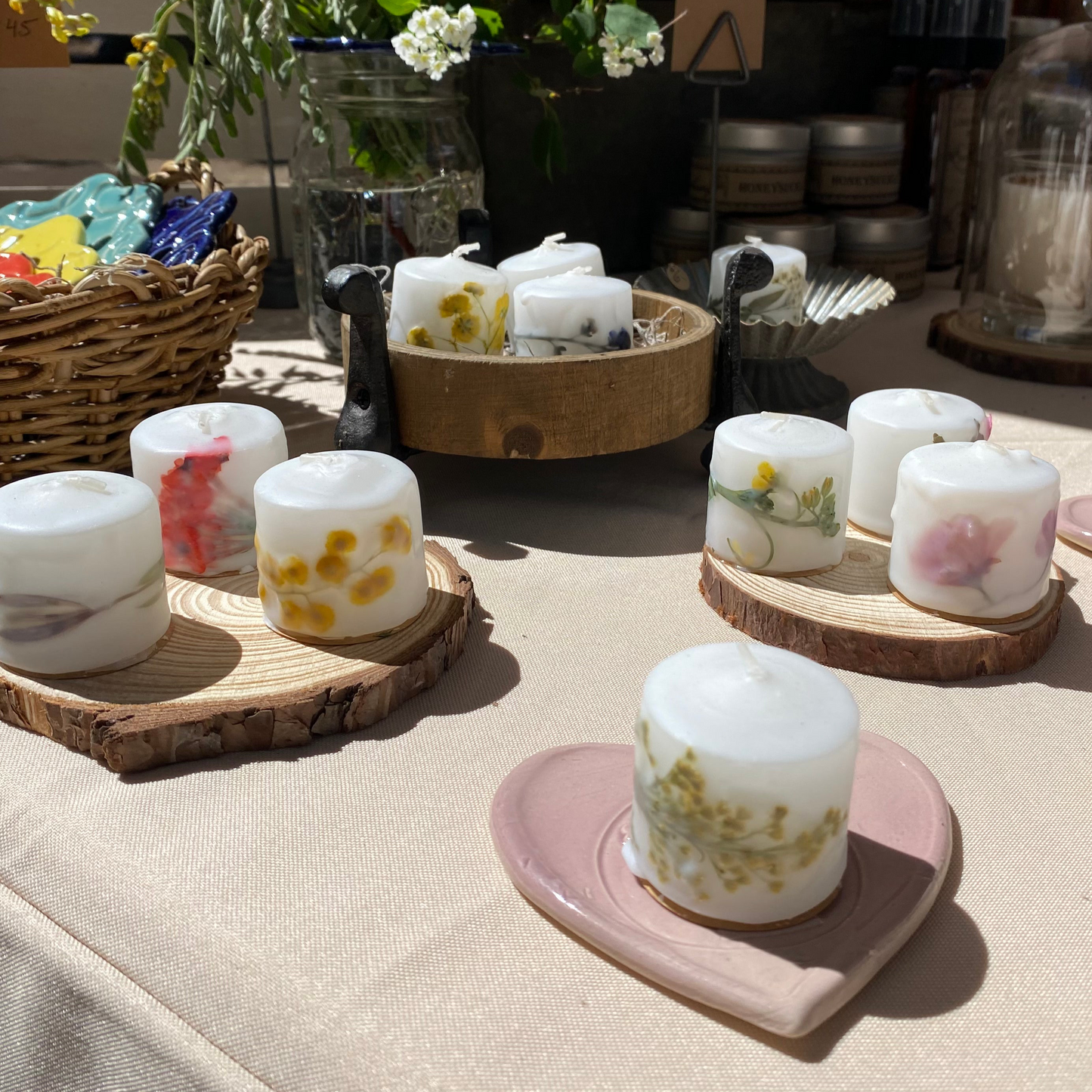 Hand-Dipped Wildflower Citronella Votive - made with real pressed flowers