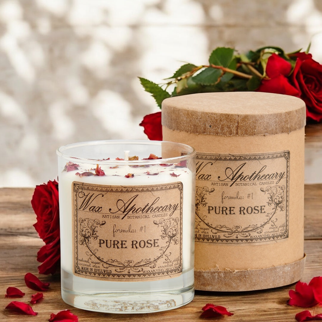 rose and hemp seed candle Pure Rose Botanical Candle in 7oz Scotch Glass