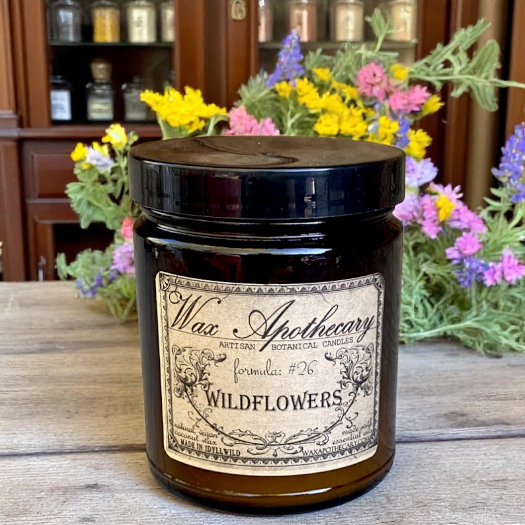 6 oz Botanical Candle in Amber Glass Jar - Wildflowers
