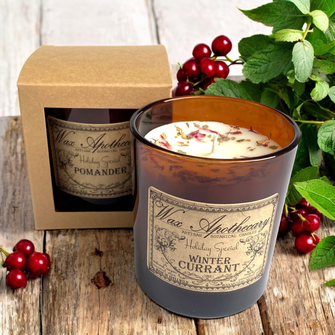 9 oz Winter Currant Artisan Amber Glass Candle *Seasonal