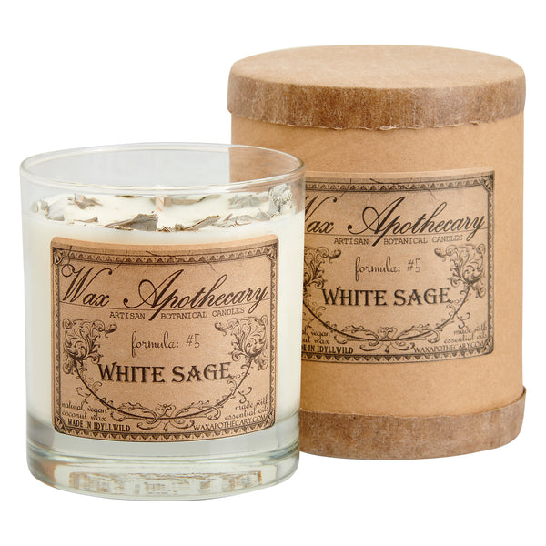 White Sage 7oz Botanical Candle in Scotch Glass – Wax Apothecary ™