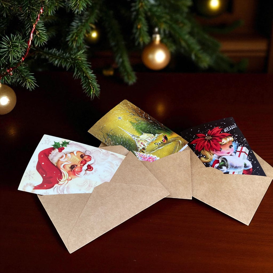 Victorian & Vintage Christmas & Holiday Card with Envelope & Seal Set