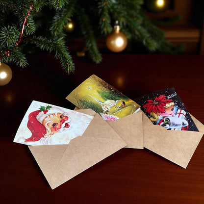 Victorian & Vintage Christmas & Holiday Card with Envelope & Seal Set