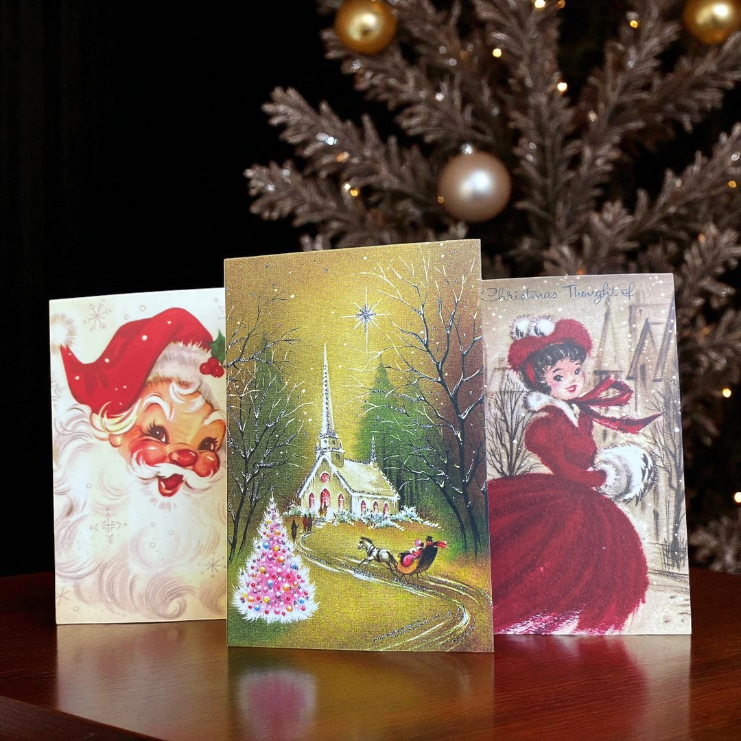 Victorian & Vintage Christmas & Holiday Card with Envelope & Seal Set