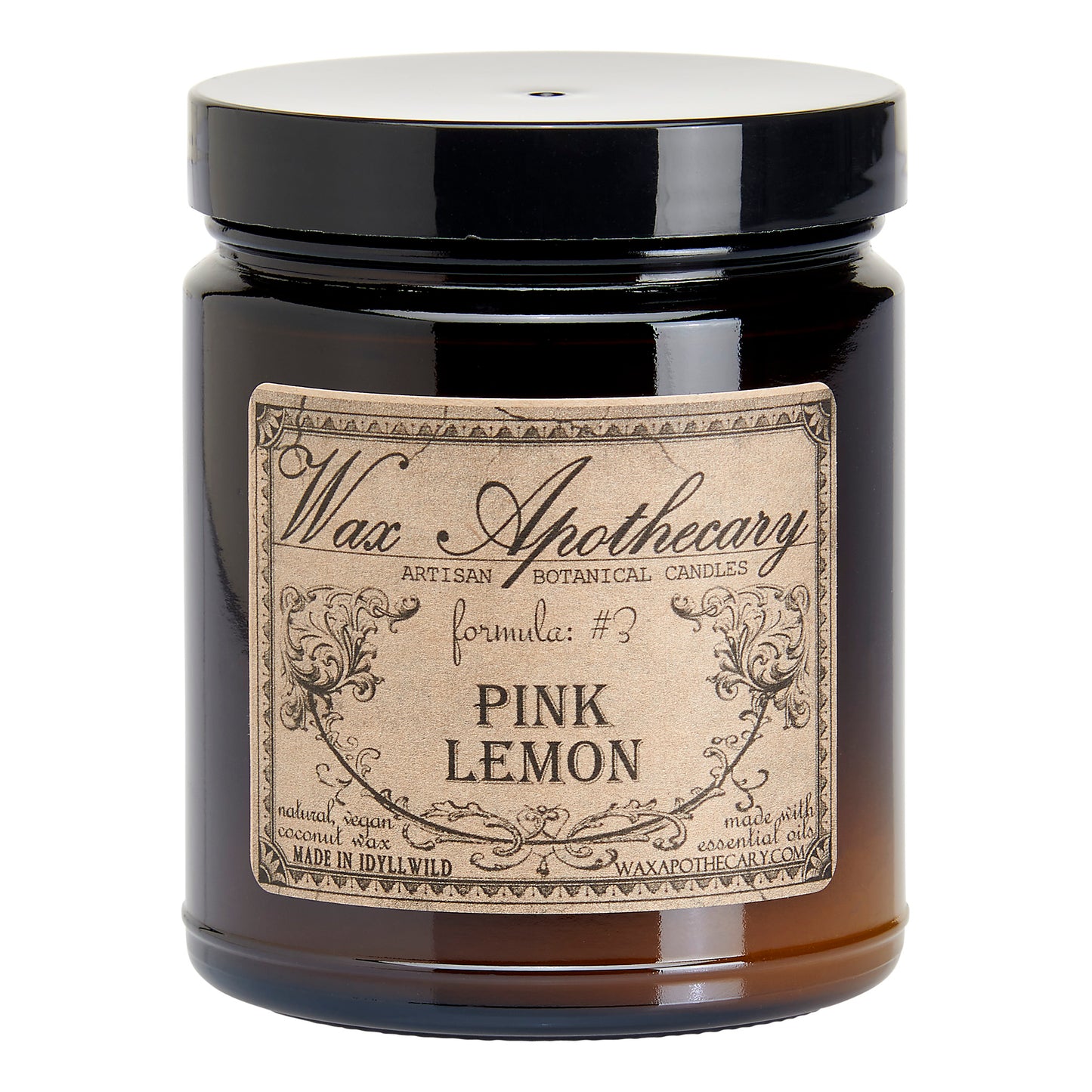 6 oz Botanical Candle in Amber Glass Jar - Pink Lemon