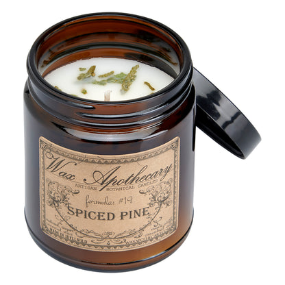 6 oz Botanical Candle in Amber Glass Jar - Spiced Pine *Seasonal