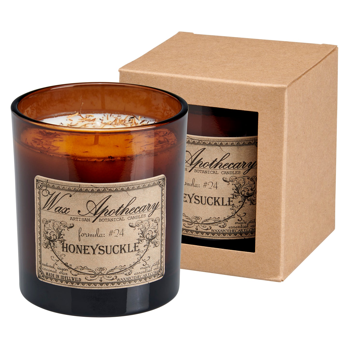 9 oz Honeysuckle Artisan Amber Glass Candle *Seasonal