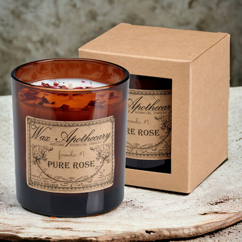9 oz Pure Rose Artisan Amber Glass Candle