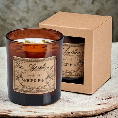 9 oz Spiced Pine Artisan Amber Glass Candle *Seasonal