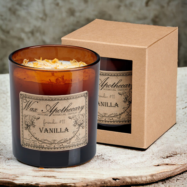 9 oz Vanilla Artisan Amber Glass Candle