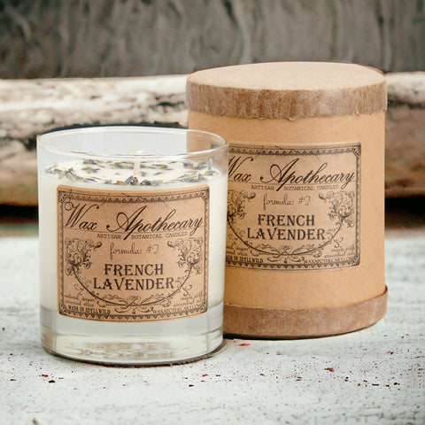 French Lavender 7oz Botanical Candle in Scotch Glass