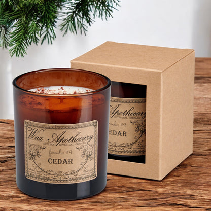 9 oz Cedar Artisan Amber Glass Candle