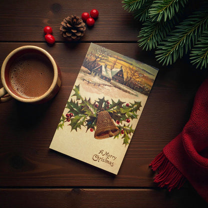 Victorian & Vintage Christmas & Holiday Card with Envelope & Seal Set