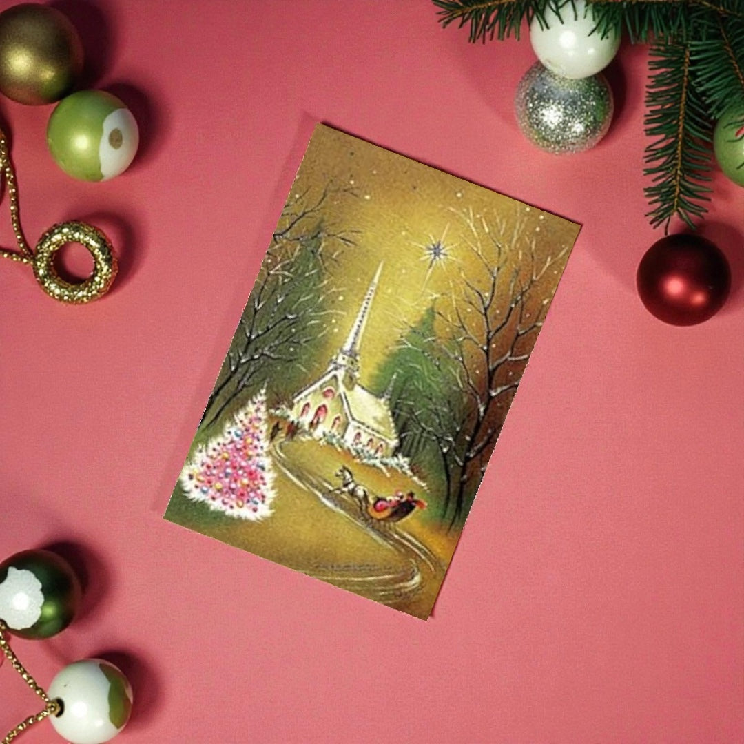 Victorian & Vintage Christmas & Holiday Card with Envelope & Seal Set