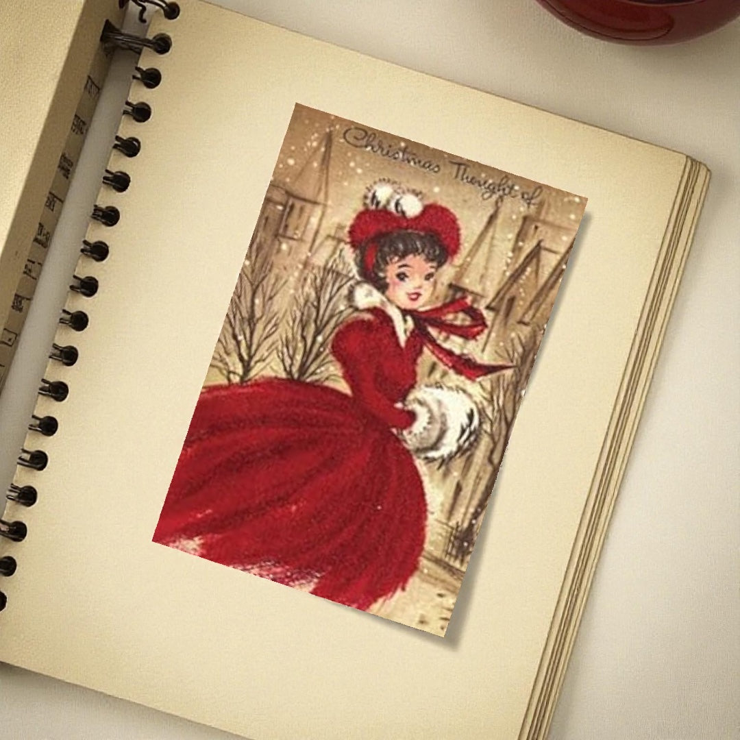 Victorian & Vintage Christmas & Holiday Card with Envelope & Seal Set