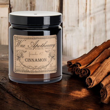 6 oz Botanical Candle in Amber Glass Jar - Cinnamon