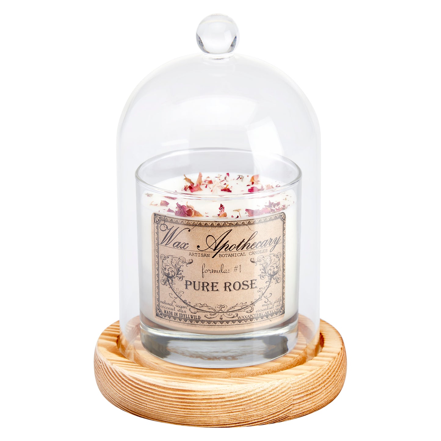 Cloche Glass Bell Jar with Solid Wood Base NEW SIZE