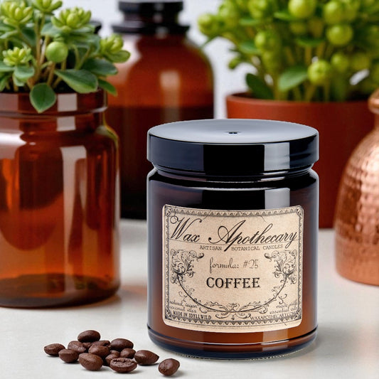 6 oz Botanical Candle in Amber Glass Jar - Coffee
