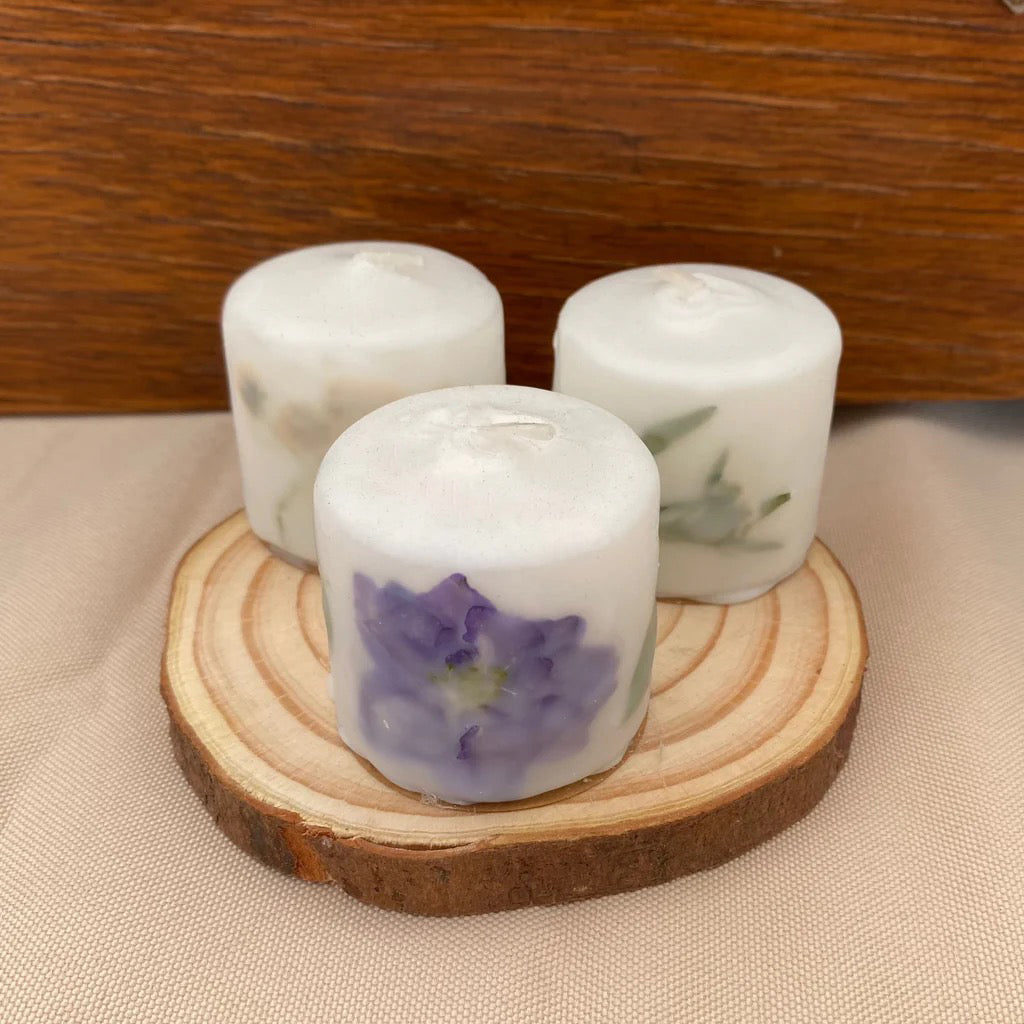 Three Hand Dipped Wildflower Votives