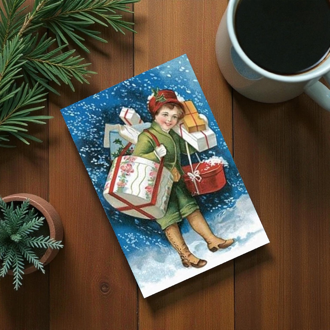 Victorian & Vintage Christmas & Holiday Card with Envelope & Seal Set