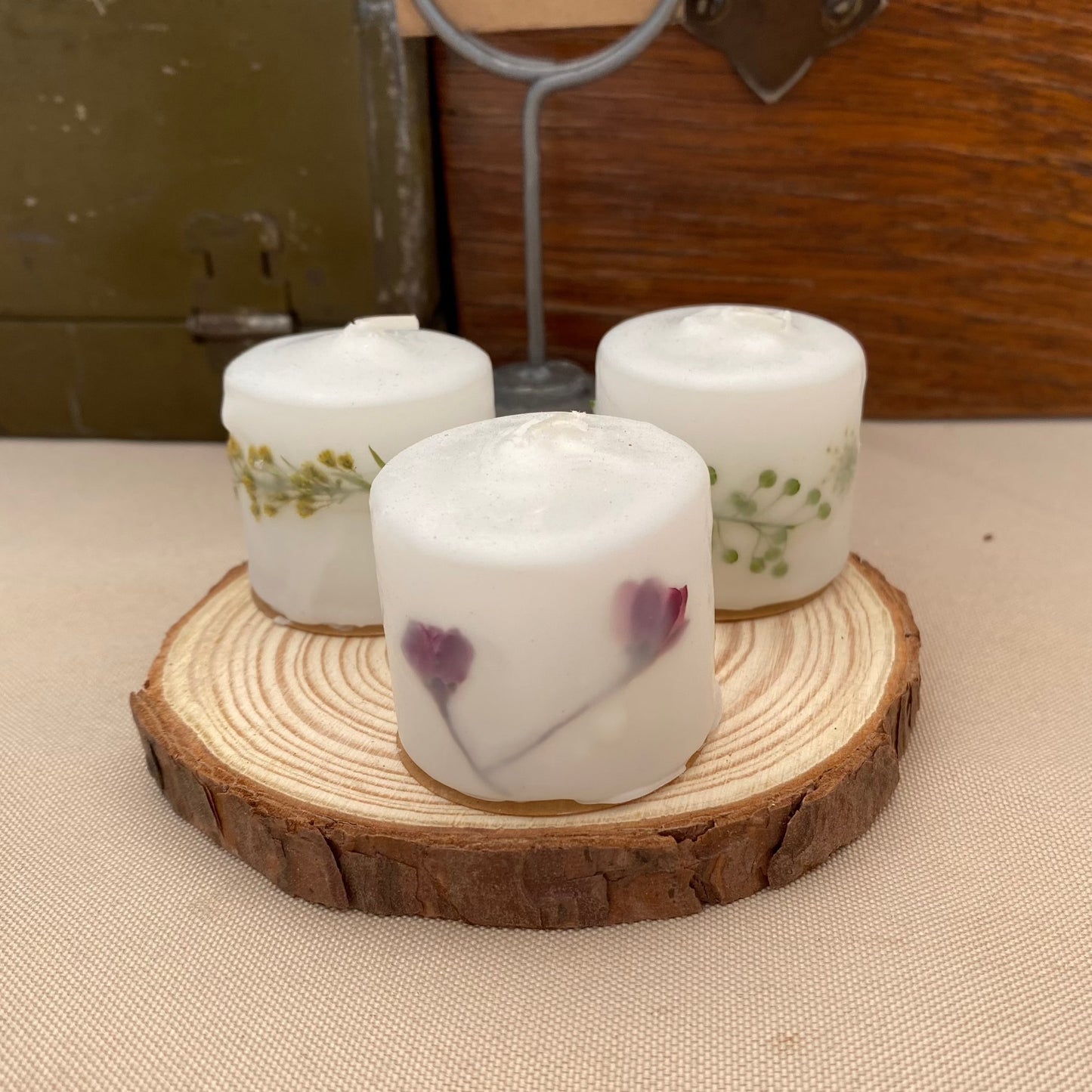 Three Hand Dipped Wildflower Votives Wax Apothecary