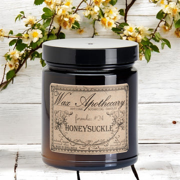 6 oz Botanical Candle in Amber Glass Jar - Honeysuckle *Seasonal