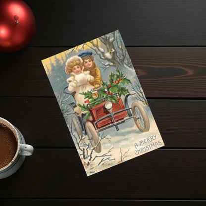 Victorian & Vintage Christmas & Holiday Card with Envelope & Seal Set