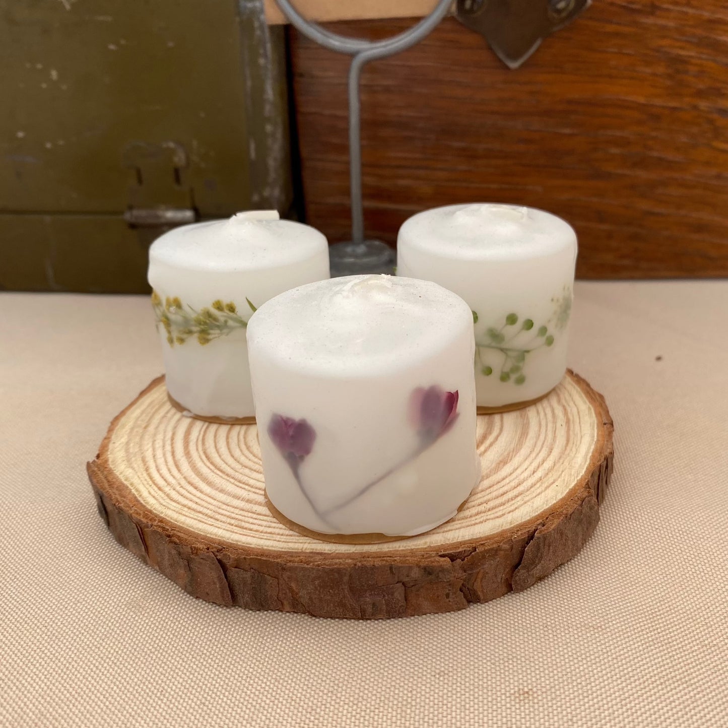 Hand-Dipped Wildflower Votive - made with real pressed flowers *Seasonal