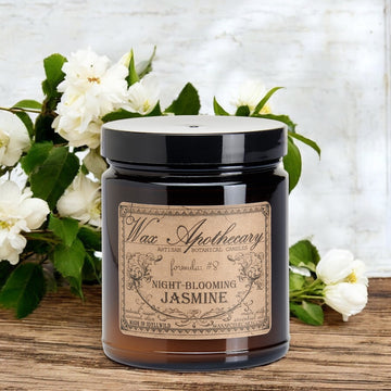 6 oz Botanical Candle in Amber Glass Jar - Night-Blooming Jasmine