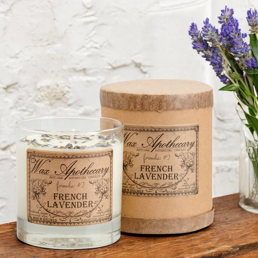 French Lavender 7 oz Botanical Candle in Scotch Glass