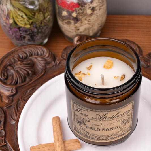 6 oz Botanical Candle in Amber Glass Jar - Palo Santo