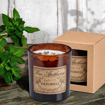 9 oz Patchouli Artisan Amber Glass Candle