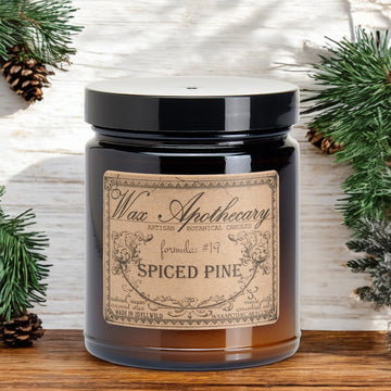 6 oz Botanical Candle in Amber Glass Jar - Spiced Pine *Seasonal