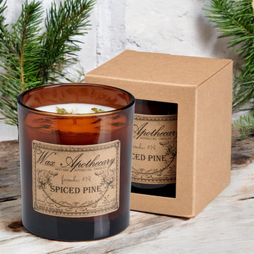 9 oz Spiced Pine Artisan Amber Glass Candle *Seasonal